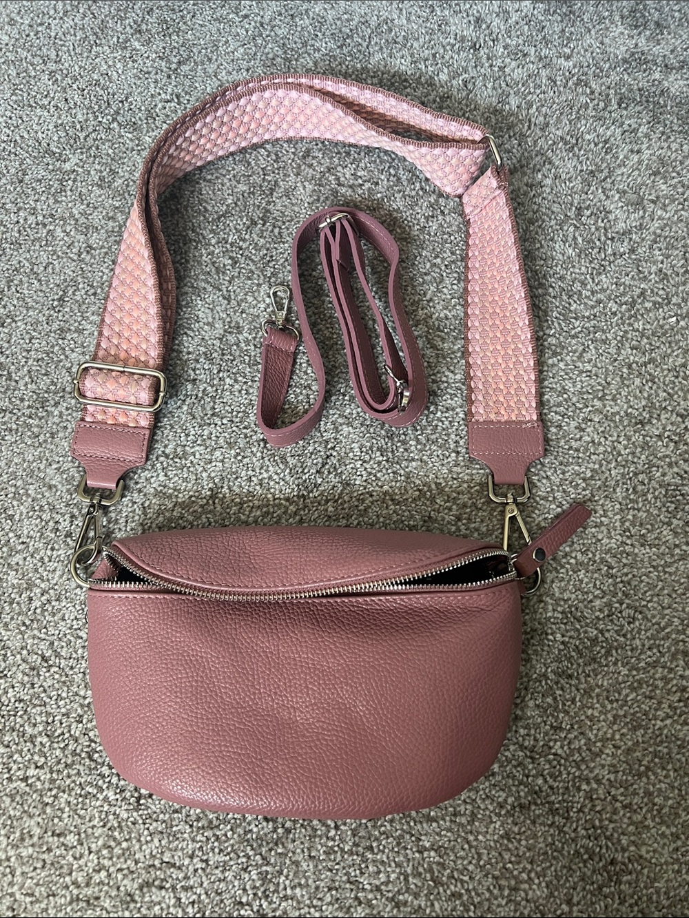 Women’s Pink Leather Crossbody Belt Bag - Unbranded